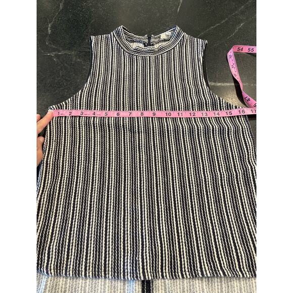 Madewell Navy/White Stripe hi-low tank. Mockneck, 100% Cotton SM - Picture 7 of 8
